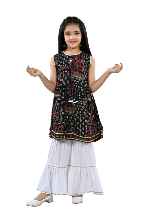 Girl's Printed Kurti And Sharara Set