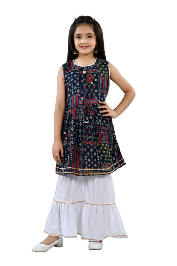 Girl's Printed Kurti And Sharara Set