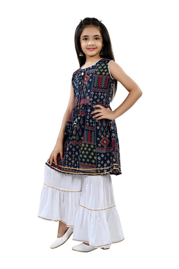 Girl's Printed Kurti And Sharara Set - Image 2